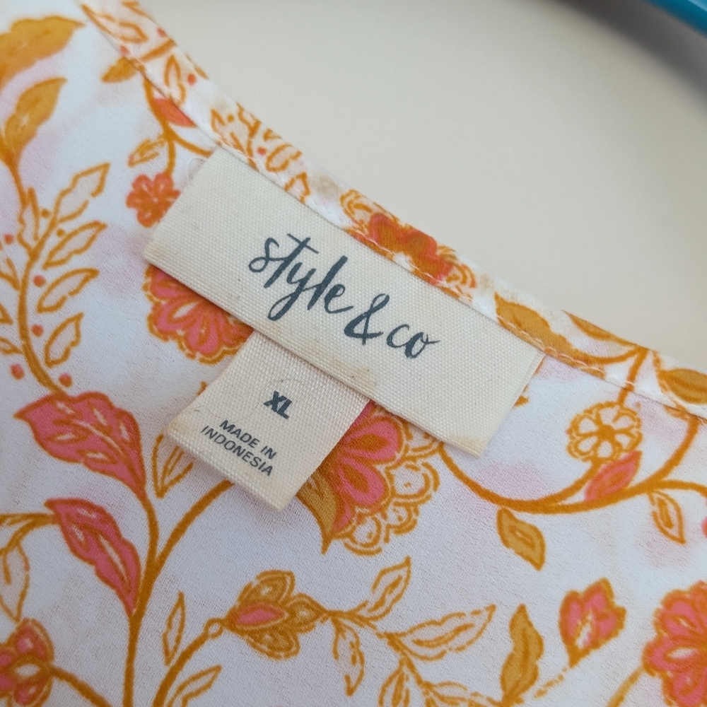 Style & Co. Floral Blouse - Orange and Red - Picture 3 of 3